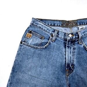 Cinch Mens Blue Medium Wash Work Jeans Straight Leg Distressed Denim Jeans 33x32